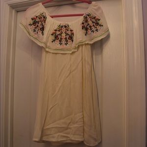off the shoulder embroidered dress